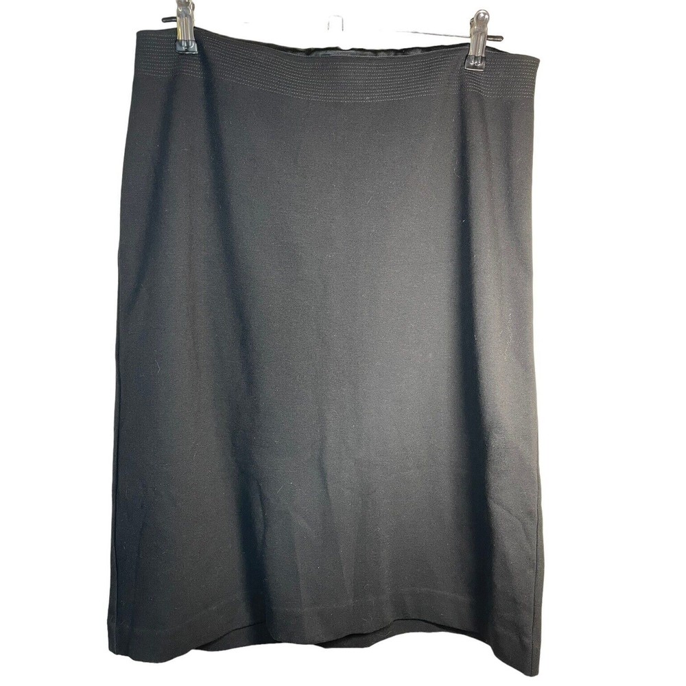 EILEEN FISHER Skirt Medium Viscose Stretch Jersey Midi Pencil Straight Black